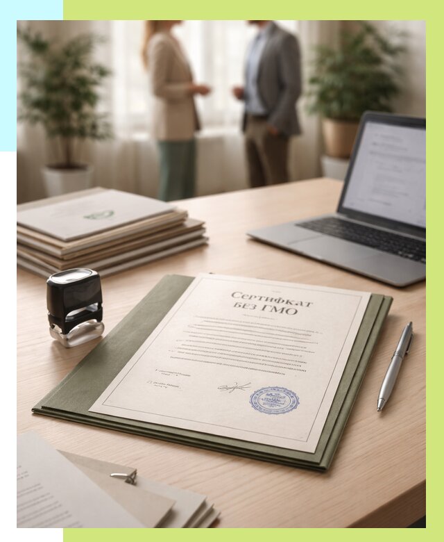 Сертификат без ГМО в Кузнецке от 7818 р. оформить срочно Алешин-Кнц